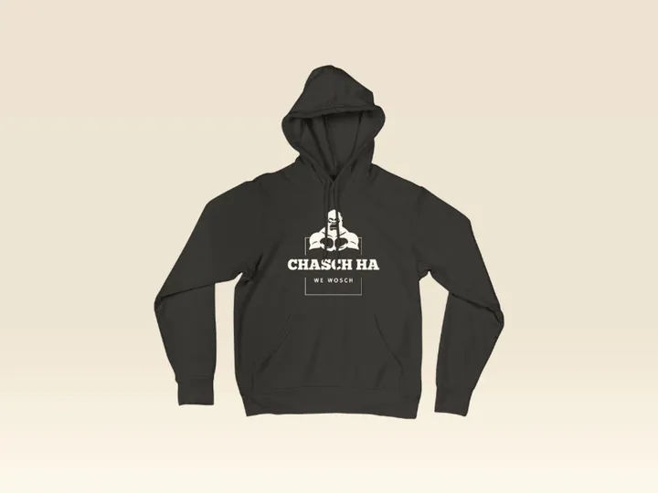 Schwarzer Hoodie mit chasch ha Logo